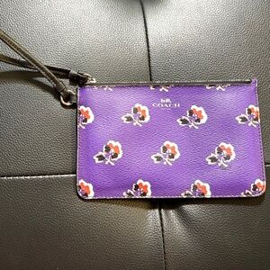 Coach purple flower wristlet purse